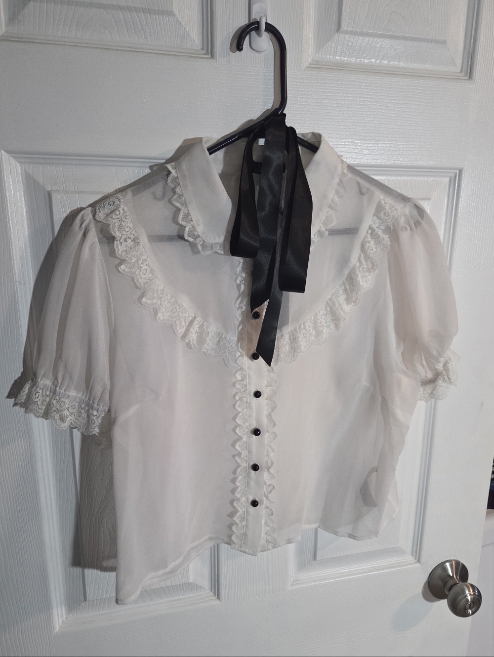 NWT Dollskill Widow Sheer Chiffoon White Blouse
